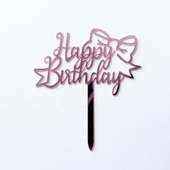 Set 10 mica HPBD gắn nơ lệch-màu HỒNG.