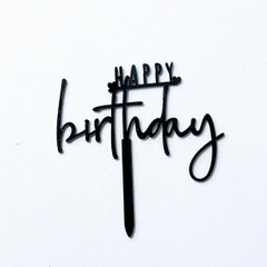 Set 10 mica HPBD chữ HAPPY in gạch chân nét mảnh-màu ĐEN.