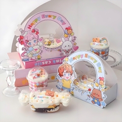 Set 5 hộp giấy quai xách kèm hộp nhựa hình kẹo -mẫu BÉ GÁI.