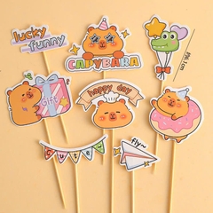 Combo 2 set giấy - capybara hộp quà và chữ lucky funny.