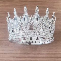 Vương miện BẠC đính đá TRẮNG (đk 8.2cm x cao 4.5cm).