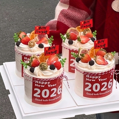 Set 50 thẻ giấy decal (dán được) - happy new year 2026 mix 4 mẫu (kt 8.5cm x 8.5cm).