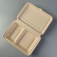 Set 50 hộp bã mía 2 NGĂN - màu nâu kt 24x16.5x6.3cm.