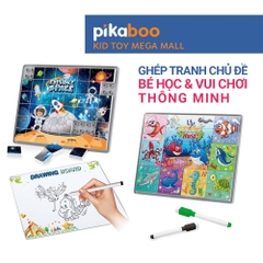 Đồ chơi ghép tranh chủ đề có bảng vẽ thông minh Pikaboo, lắp ráp thông minh bé vừa học vừa chơi