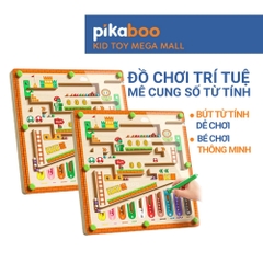 Đồ chơi mê cung khủng long từ tính Pikaboo bằng gỗ an toàn chủ đề khủng long cho bé từ 3 tuổi