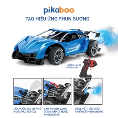 Ô tô điều khiển từ xa phun sương siêu ngầu Pikaboo, đồ chơi cho bé trai kiểu dáng xe đua hiện đại