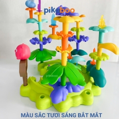 Xếp hình khu vườn kết hợp ném vòng Pikaboo, giúp bé tư duy sáng tạo vui chơi thư giãn tại nhà