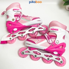 Giày trượt patin trẻ em cao cấp Pikaboo bánh trượt đèn phát sáng nhựa PU cao cấp có thể chỉnh size