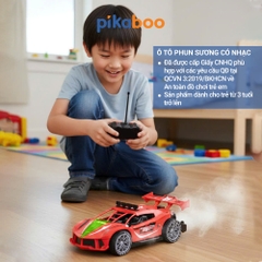 Ô tô điều khiển từ xa phun sương có đèn Pikaboo , đồ chơi bé trai kiểu dáng thể thao nhạc sôi động