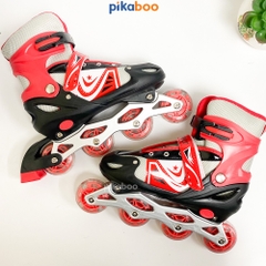 Giày trượt patin trẻ em cao cấp Pikaboo bánh trượt đèn phát sáng nhựa PU cao cấp có thể chỉnh size