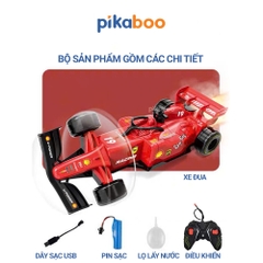 Ô tô điều khiển từ xa phun sương Pikaboo, đồ chơi cho bé trai kiểu dáng xe đua nhào lộn 360 độ