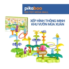 Xếp hình khu vườn kết hợp ném vòng Pikaboo, giúp bé tư duy sáng tạo vui chơi thư giãn tại nhà