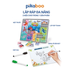 Đồ chơi ghép tranh chủ đề có bảng vẽ thông minh Pikaboo, lắp ráp thông minh bé vừa học vừa chơi
