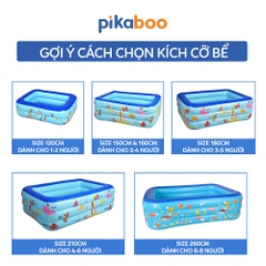 Bể bơi cho bé, Phao bơi trong nhà cao cấp Pikaboo 2-3 tầng đáy 2 lớp chống trượt