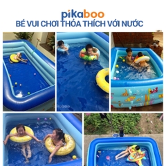 Bể bơi cho bé, Phao bơi trong nhà cao cấp Pikaboo 2-3 tầng đáy 2 lớp chống trượt