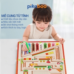 Đồ chơi mê cung khủng long từ tính Pikaboo bằng gỗ an toàn chủ đề khủng long cho bé từ 3 tuổi