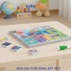 Đồ chơi ghép tranh chủ đề có bảng vẽ thông minh Pikaboo, lắp ráp thông minh bé vừa học vừa chơi