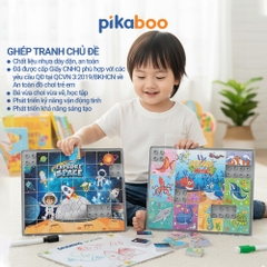 Đồ chơi ghép tranh chủ đề có bảng vẽ thông minh Pikaboo, lắp ráp thông minh bé vừa học vừa chơi