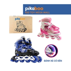 Giày trượt patin trẻ em cao cấp Pikaboo bánh trượt đèn phát sáng nhựa PU cao cấp có thể chỉnh size