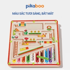 Đồ chơi mê cung khủng long từ tính Pikaboo bằng gỗ an toàn chủ đề khủng long cho bé từ 3 tuổi