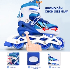 Giày trượt patin trẻ em cao cấp Pikaboo bánh trượt đèn phát sáng nhựa PU cao cấp có thể chỉnh size