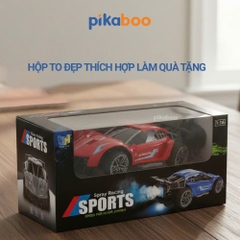 Ô tô điều khiển từ xa phun sương siêu ngầu Pikaboo, đồ chơi cho bé trai kiểu dáng xe đua hiện đại