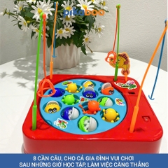 Đồ chơi câu cá và bạch tuộc có nhạc xoay 360 độ cao cấp Pikaboo, đèn sinh động cá bơi tung tăng