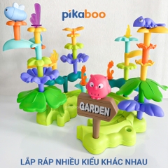 Xếp hình khu vườn kết hợp ném vòng Pikaboo, giúp bé tư duy sáng tạo vui chơi thư giãn tại nhà