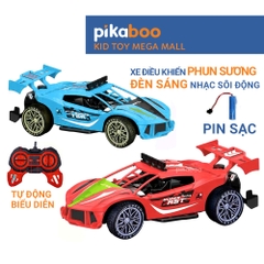 Ô tô điều khiển từ xa phun sương có đèn Pikaboo , đồ chơi bé trai kiểu dáng thể thao nhạc sôi động