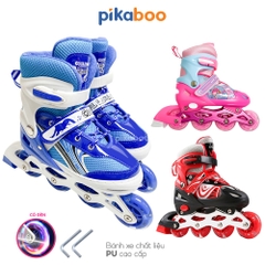 Giày trượt patin trẻ em cao cấp Pikaboo bánh trượt đèn phát sáng nhựa PU cao cấp có thể chỉnh size