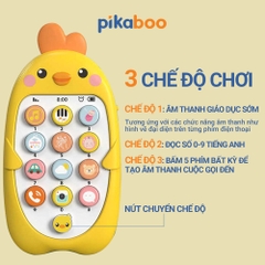 Combo điện thoại đồ chơi cho bé gà vàng kèm pin đáng yêu có đèn và nhạc Pikaboo, chất liệu cao cấp