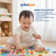 Bảng học chữ cái học chữ số bằng gỗ cho bé đồ chơi gỗ cao cấp Pikaboo, giúp bé giáo dục sớm