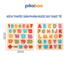 Bảng học chữ cái học chữ số bằng gỗ cho bé đồ chơi gỗ cao cấp Pikaboo, giúp bé giáo dục sớm