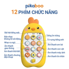 Combo điện thoại đồ chơi cho bé gà vàng kèm pin đáng yêu có đèn và nhạc Pikaboo, chất liệu cao cấp