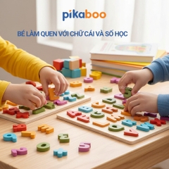 Bảng học chữ cái học chữ số bằng gỗ cho bé đồ chơi gỗ cao cấp Pikaboo, giúp bé giáo dục sớm