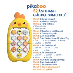 Combo điện thoại đồ chơi cho bé gà vàng kèm pin đáng yêu có đèn và nhạc Pikaboo, chất liệu cao cấp