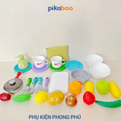 Đồ chơi nhập vai nhà bếp cho bé Pikaboo, thiết kế mới lạ chậu rửa bát đĩa rau củ nhà bếp sinh động