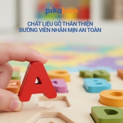 Bảng học chữ cái học chữ số bằng gỗ cho bé đồ chơi gỗ cao cấp Pikaboo, giúp bé giáo dục sớm
