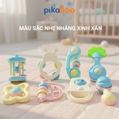 Đồ chơi túi xúc xắc, lục lạc 8 chi tiết cho bé cao cấp Pikaboo, chất liệu nhựa an toàn cho bé