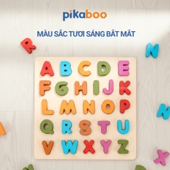 Bảng học chữ cái học chữ số bằng gỗ cho bé đồ chơi gỗ cao cấp Pikaboo, giúp bé giáo dục sớm