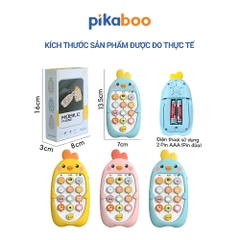 Combo điện thoại đồ chơi cho bé gà vàng kèm pin đáng yêu có đèn và nhạc Pikaboo, chất liệu cao cấp