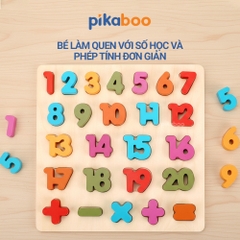 Bảng học chữ cái học chữ số bằng gỗ cho bé đồ chơi gỗ cao cấp Pikaboo, giúp bé giáo dục sớm