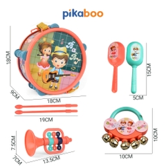 Đồ chơi trung thu bộ trống kèn Pikaboo có mẫu kèm xúc xắc và kèn, chất liệu nhựa an toàn cho trẻ