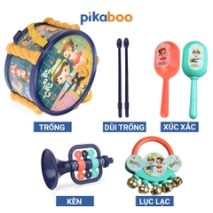 Đồ chơi trung thu bộ trống kèn Pikaboo có mẫu kèm xúc xắc và kèn, chất liệu nhựa an toàn cho trẻ