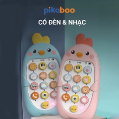 Combo điện thoại đồ chơi cho bé gà vàng kèm pin đáng yêu có đèn và nhạc Pikaboo, chất liệu cao cấp