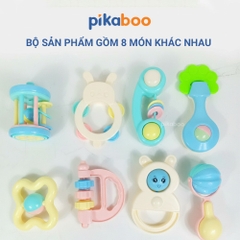 Đồ chơi túi xúc xắc, lục lạc 8 chi tiết cho bé cao cấp Pikaboo, chất liệu nhựa an toàn cho bé