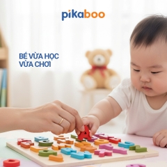 Bảng học chữ cái học chữ số bằng gỗ cho bé đồ chơi gỗ cao cấp Pikaboo, giúp bé giáo dục sớm