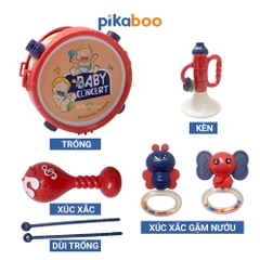 Đồ chơi trung thu bộ trống kèn Pikaboo có mẫu kèm xúc xắc và kèn, chất liệu nhựa an toàn cho trẻ