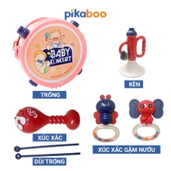 Đồ chơi trung thu bộ trống kèn Pikaboo có mẫu kèm xúc xắc và kèn, chất liệu nhựa an toàn cho trẻ