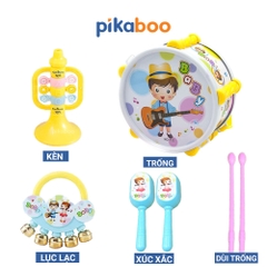 Đồ chơi bộ trống kèn cho bé Pikaboo, bộ trống đa dạng có mẫu kèm xúc xắc lục lạc và kèn